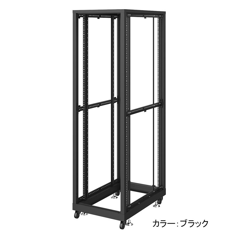 サンワサプライ 19インチサーバーラック パネルなし(42U) ブラック/ライトグレー|事務蔵