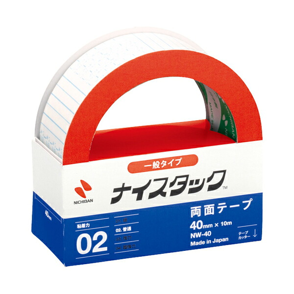 【まとめ買い】ニチバン　両面テープ　ナイスタック　一般タイプ　大巻　40mm&times;10m　5個/15個/50個　NW-40｜事務蔵