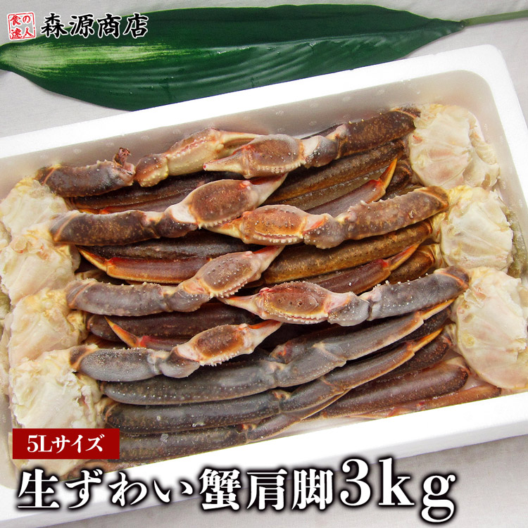 贈答用 かに カニ 蟹 ずわい 特大5L 生ずわい蟹 肩脚（セクション） たっぷり3kg 化粧箱入り 母の日 ギフト プレゼント