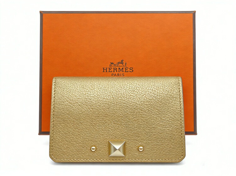 エルメス HERMES 歌留多入れもの 名刺入れ ドレ 三鞭酒 ゴールド金具【新品】