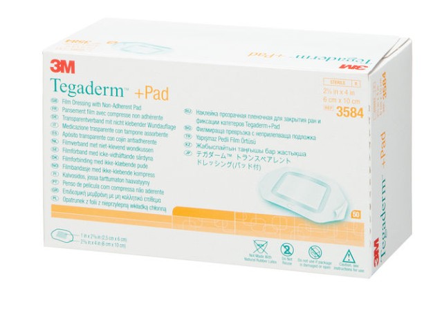 テガダーム（TM） トランスペアレントドレッシング（パッド付き添い人）1箱（50枚入）3584 個荷造り スリーエムパッド付サラドレ磁気テープ 手きず 術後 キズ 保護すること