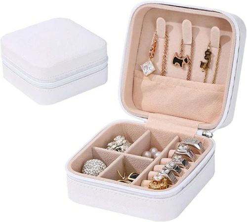 宝飾品ボックス席 付属品容れもの 宝飾品納める 珠玉箱 ミニ 持っていく用 格好のいい パウダーコンパクト 持っていく 小容れもの ピアス 首飾り 輪っか 指環置き 御嬢さん お上さん用 白いこと 収納ボックス・ケース-ジュエリー・アクセサリー用品