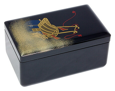 会津塗　宝石箱　桜　オルゴール ≪在庫処分 70％オフ≫ 会津塗り 黒 長角・リング指しつき（桜