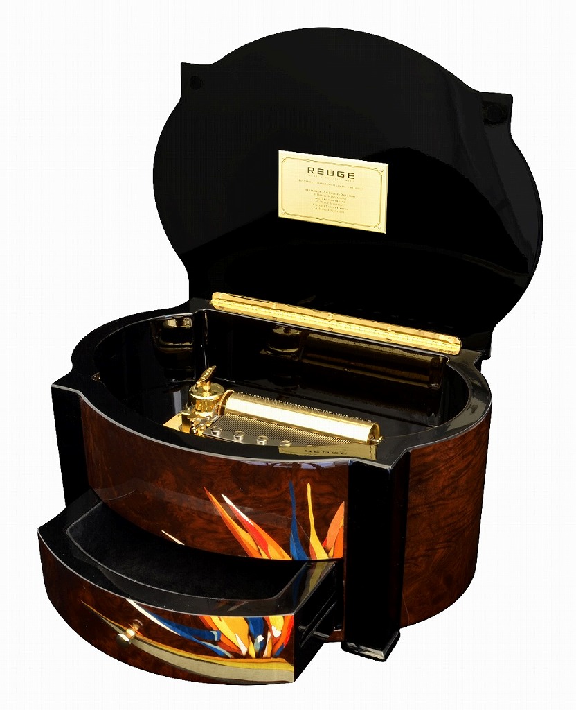 オルゴール REUGE RARE & EXQUISITE REUGE 3 TUNE 36 NOTE THUYA WOOD MUSIC BOX