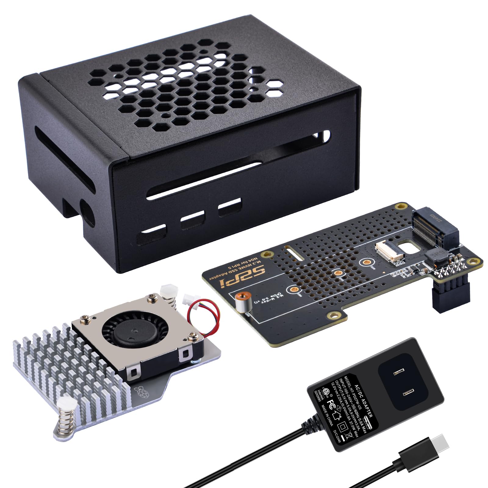 【送料無料】N04 PCIe M.2 Key-M NVMe SSD PCIe ペリフェラルボード Raspberry Pi 5 用 (金属ケース&拡張ボード&アクティブ冷却ファン&電源) 7,689円