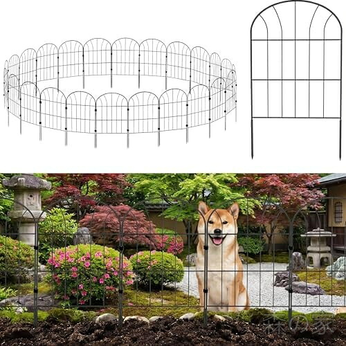 【送料無料】アイアンフェンス 25枚セット ブラック 防錆 高さ60cm 全長8m 花壇 菜園 ペット 仕切り 簡単設置 庭 柵｜森の家