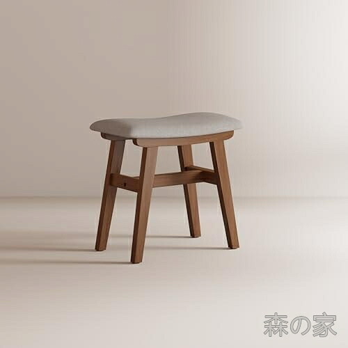 【送料無料】スツール 木製 完成品 ドレッサー用 ダイニングチェア 座面高42cm 天然木 グレー 布張り 高弾性クッション 耐荷重100kg おしゃれ モダン インテリア｜森の家