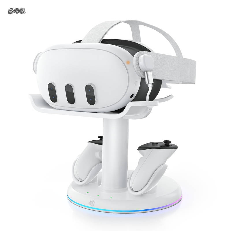 【送料無料】RGB 充電ドックMeta Quest 3/Quest 3Sに対応、磁気充電ステーションVRヘッドセットとコントローラー用充電スタンドアクセサリー｜森の家