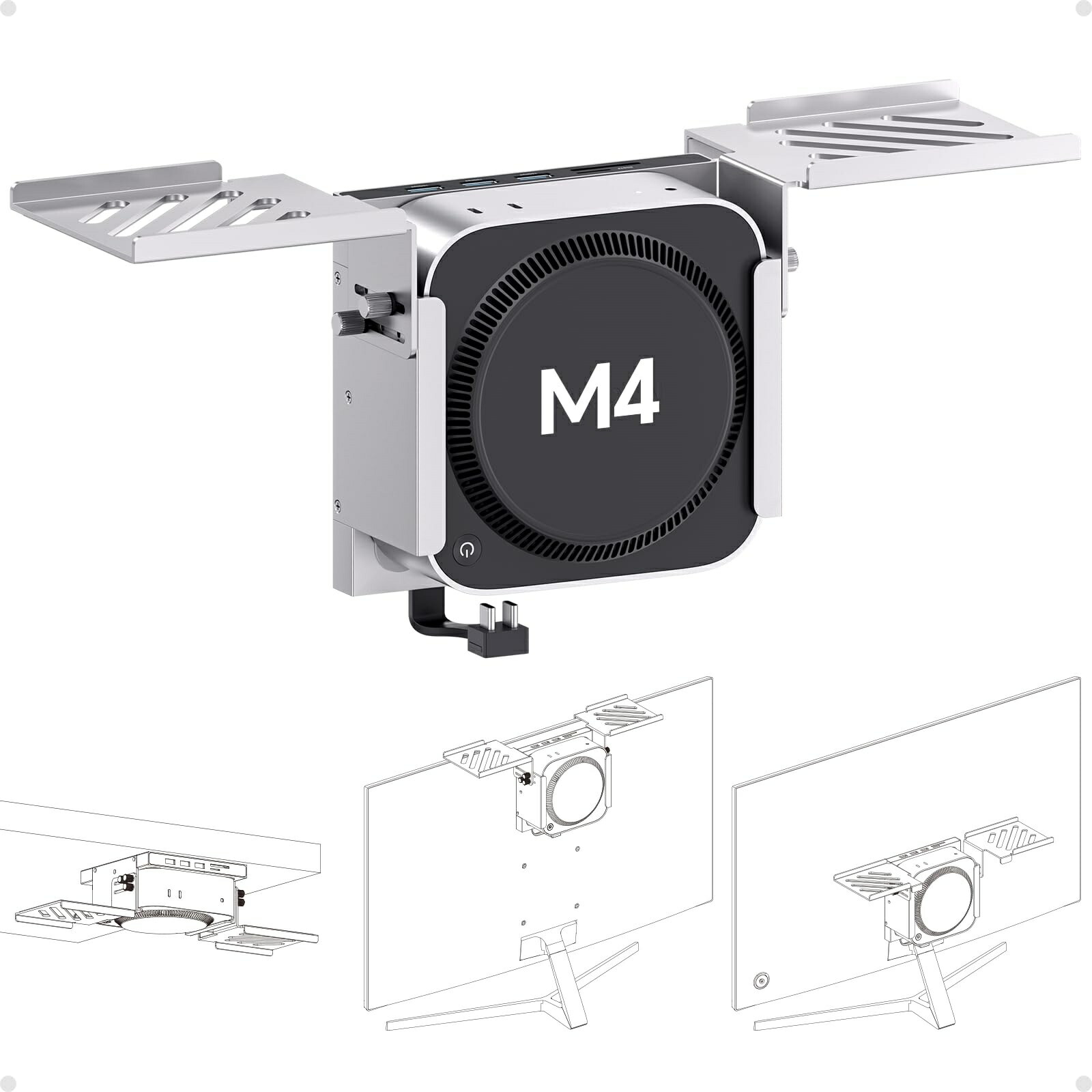 【貨物輸送無料】こしき 縛ステイション Mac Mini M4/M4 Pro 2024 \u0026 VESAマウント相応う、Mac Mini M4 こしき (8結核症 NVMe SSD エンクロージャ付き添い人)、照明ランプドック (SD/TF 歌留多付き添い人)、USB A3.2 x 3、USB A2.0 x 2 (SSD は属するしません)