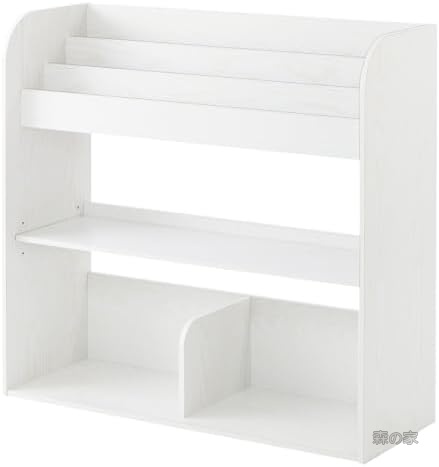 【送料無料】絵本棚 大容量 幅83&times;奥行29.6&times;高さ80cm 収納棚 キッズ収納 ランドセルラック シェルフ おもちゃ収納 ホワイト 耐荷重各10kg 組み立て式｜森の家