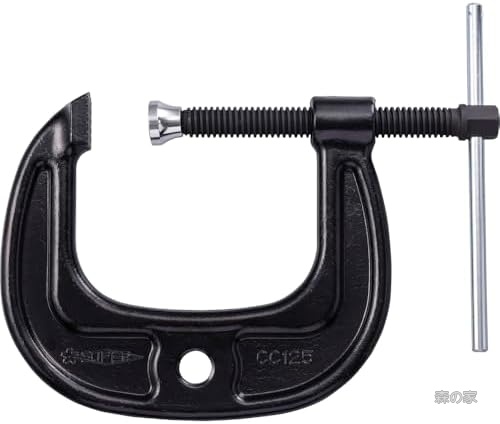 【送料無料】スーパー シャコ万力 C型 強力ワイドタイプ 125mm カチオン電着塗装 最大口開き128mm アゴ深さ130mm 締圧力56.4kN おねじ六角対辺22mm｜森の家