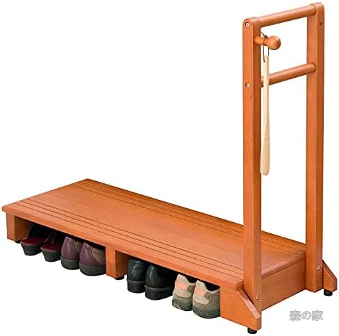 【送料無料】踏み台 玄関台 手すり付き 幅100cm 耐荷重100kg 高齢者 子供 ペット ひざ負担軽減 転倒防止 ワイド ライトブラウン 組み立て式｜森の家