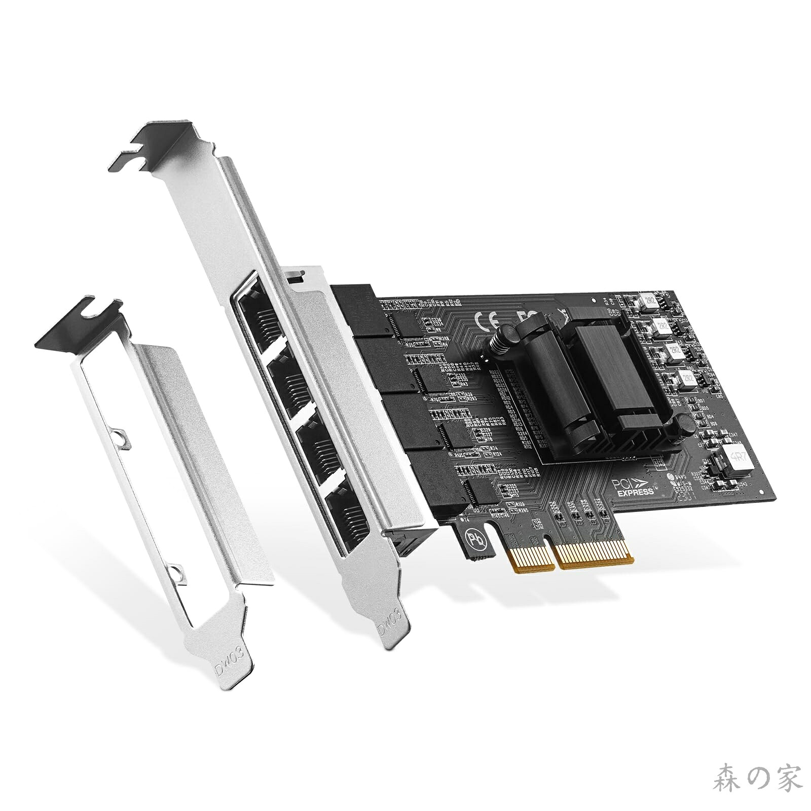 【送料無料】4ポート 2.5G PCIe ネットワークカード、RTL8125B LANコントローラー、2500/1000/100Mbps RJ45イーサネットNICアダプター、Windows/Linux用PXE対応|森の家