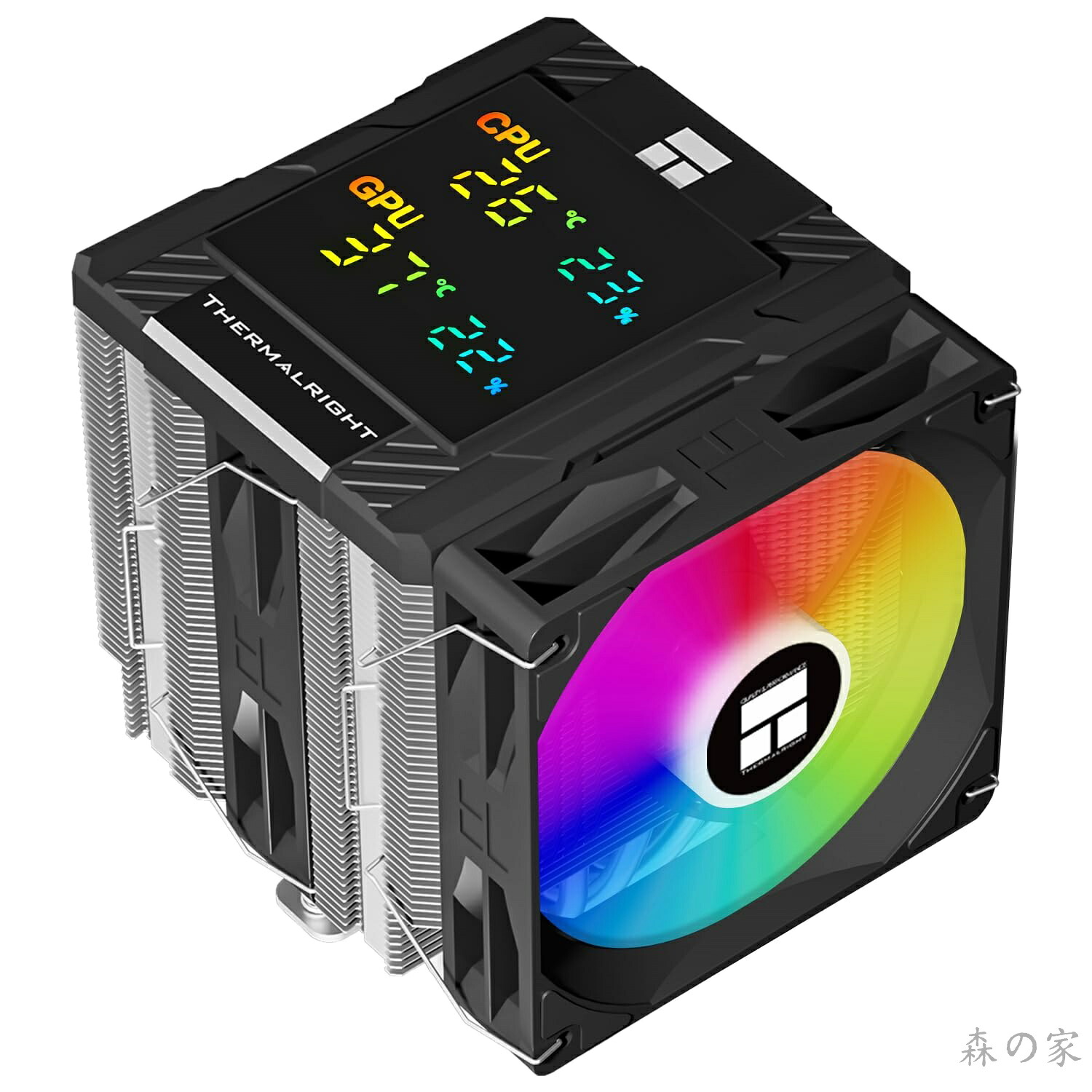 【送料無料】Thermalright Peerless Assassin 120 Digital Black CPU エア クーラー、デジタル スクリーン トップ カバー、6 ヒートパイプ コンピューター CPU クーラー、AM4/AM5、Intel LGA1700/1851/1150/1151/1200 用、PC クーラー - ブラック|森の家