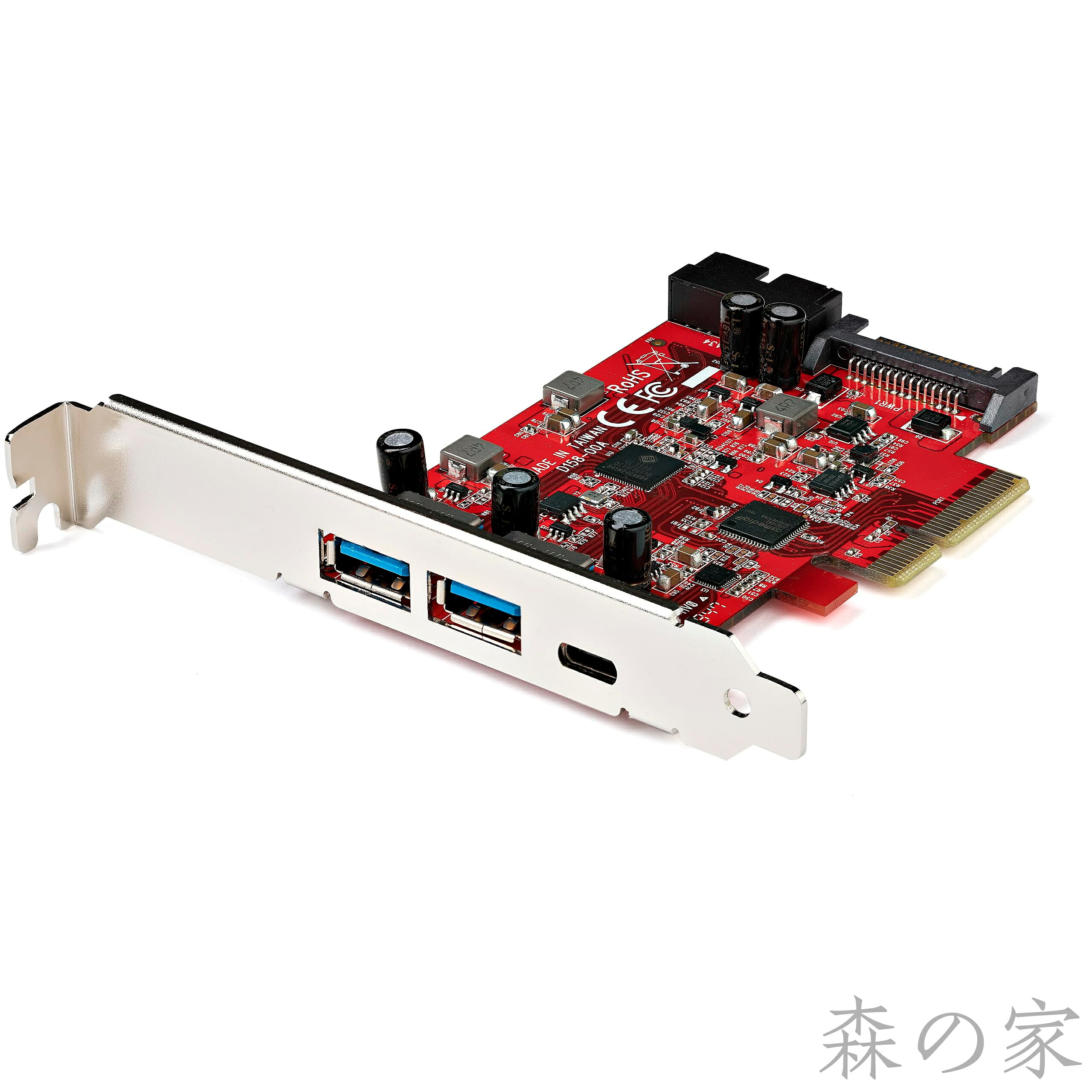 【送料無料】StarTech.com 5ポート増設PCI Expressインターフェースカード／10Gbps USB 3.1 Gen2拡張カード／1x USB Type-C、2x USB Type-A、2x 内部UBSポート（5Gbps）／USB-C対応PCIコントローラ PEXUSB312A1C1H｜森の家