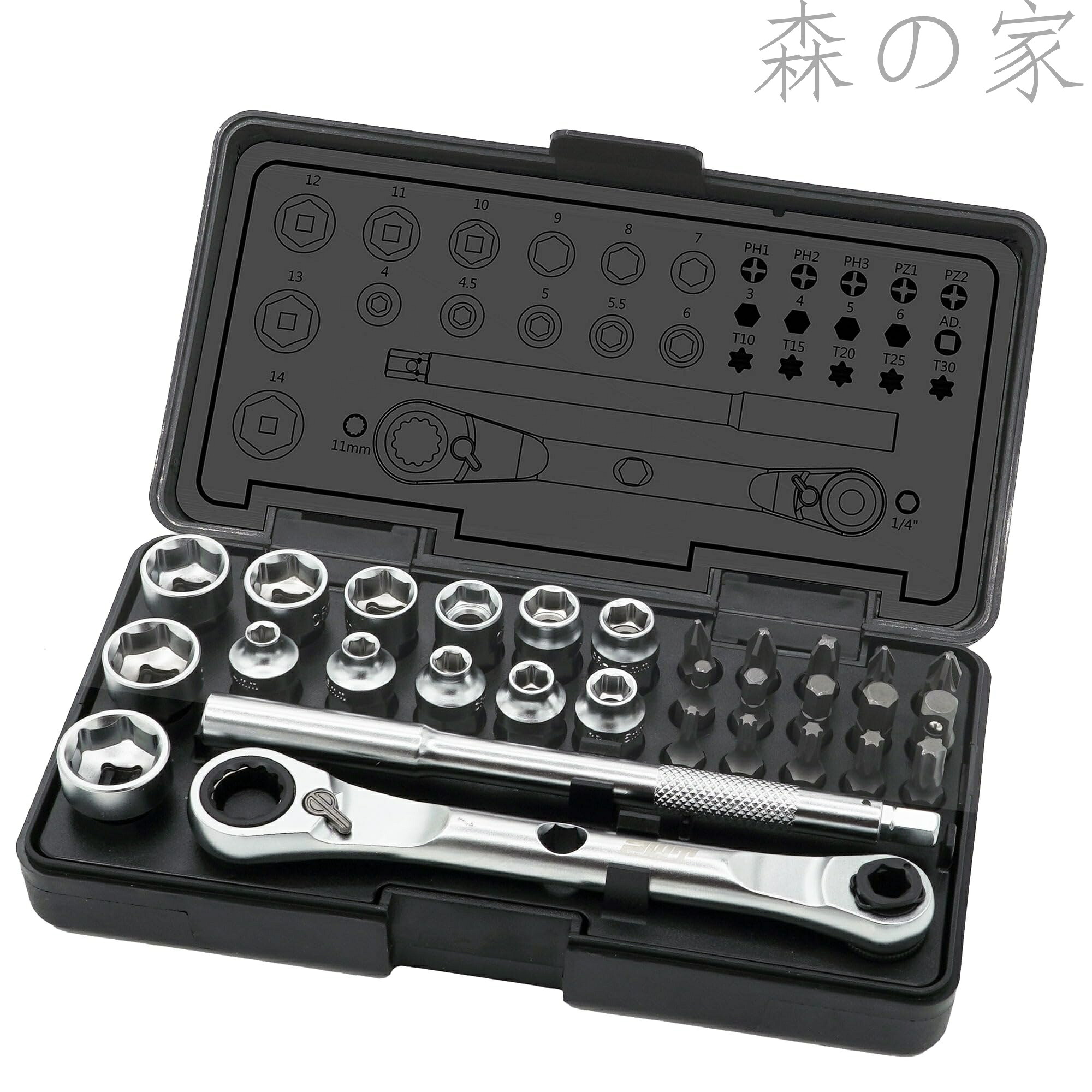 【送料無料】ビット ソケットレンチセット 30点セット C30SSSET 日本 メーカー 1/4インチ スーパーショートソケット ビット ラチェット 工具セット 車 バイク DIY 整備用