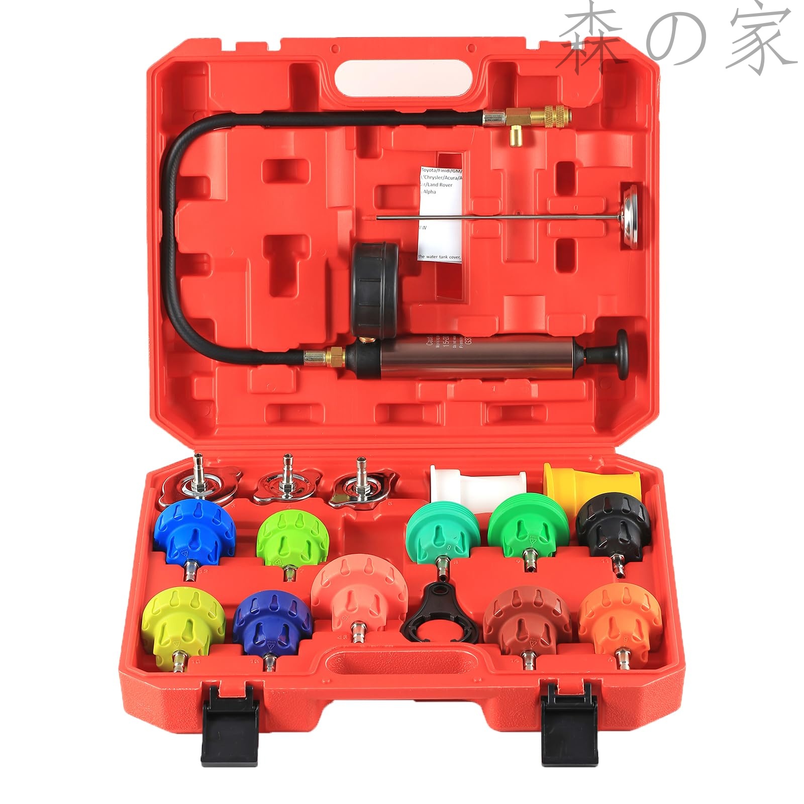 【送料無料】Motor Tech 18PCS のラジエーター ポンプ圧力テスターのキット、自動車の冷却装置水漕の漏出検出のための圧力漏出テスターの工具セット