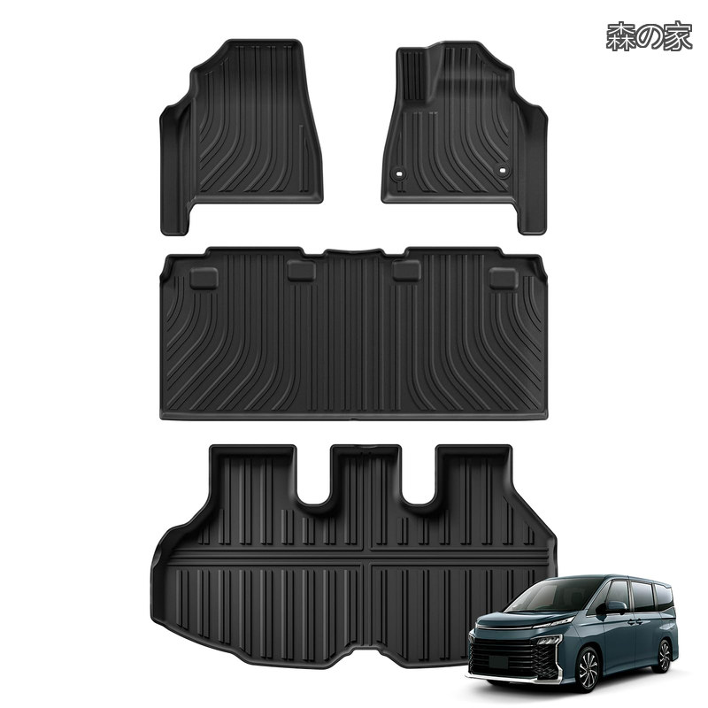 【貨物輸送無料】新型 ヴォクシー ノア 90系 専用 立ち会い場つや消し+ラゲッジマット NOAH VOXY 90系 車種専用心積もり 3D立ち会い場つや消し 立体鉄道車両つや消し 2022年1月～付け届け TPE原材料 上滑り防