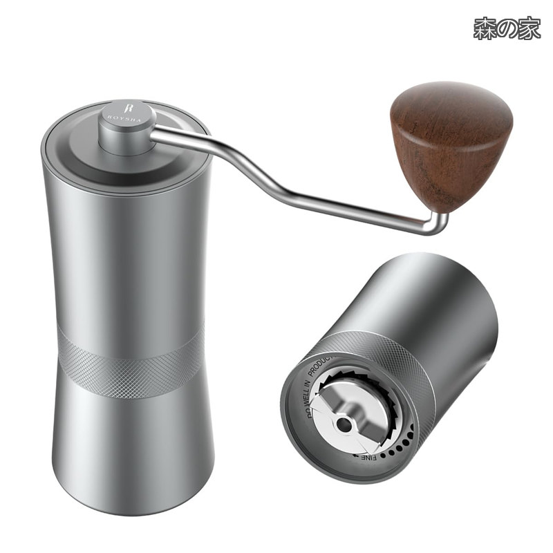【送料無料】手動手挽き コーヒー ミル ステンレス臼 コーヒーグラインダー 粗さ調整可能 ブラシ付き 軽量 アウトドア 持ち運びやすい お手入れ簡単 グレー Changhe｜森の家