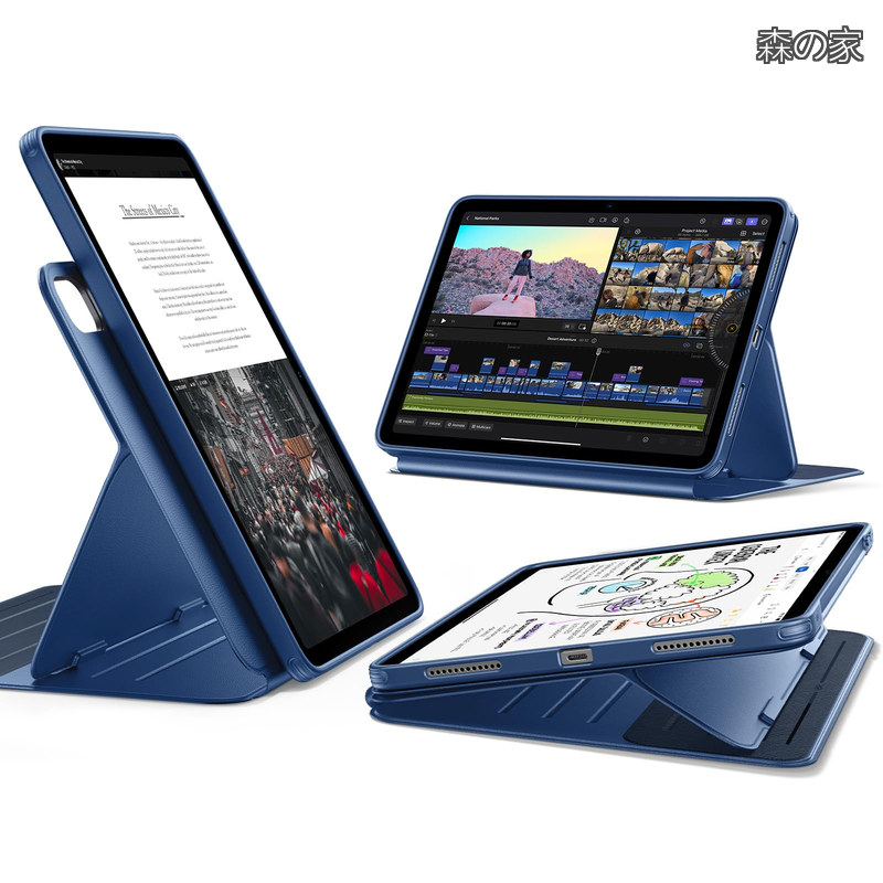 【貨物輸送無料】iPad Air 13in 入れもの (M4/M3/M2、2026/2025/2024)専用 取りはらい能力のあるな磁石覆いかぶせる付き添い人回転させる式入れもの 縦方角/横向き照明ランプ 9座標軸の角度自然調整能力のある Penci
