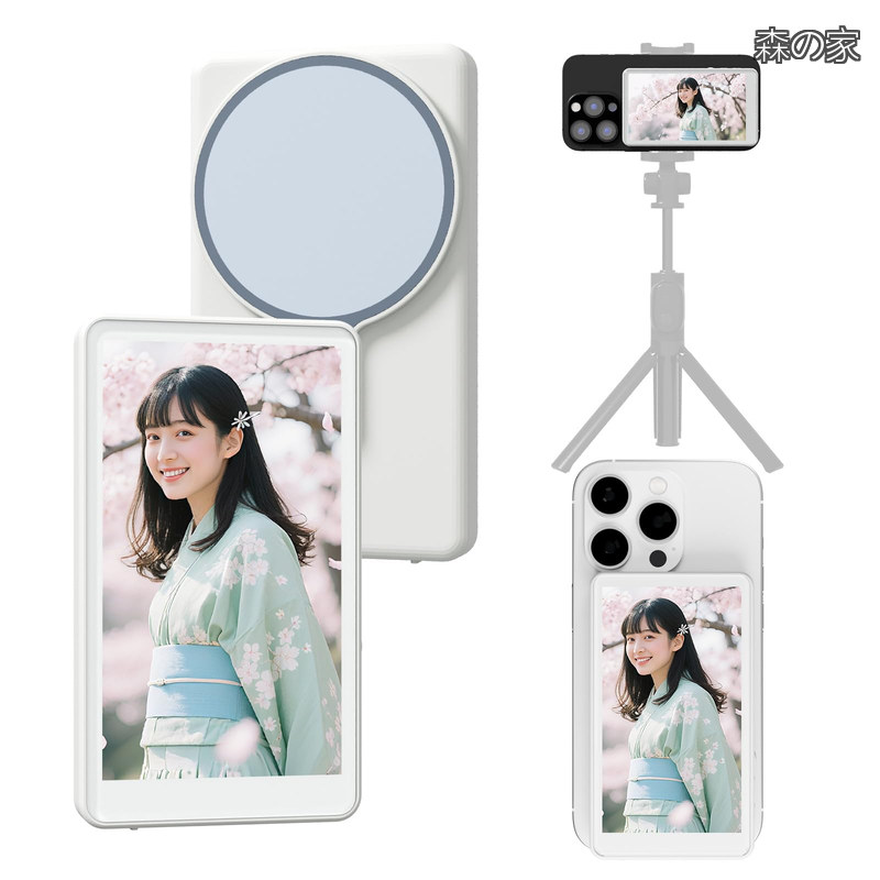 【貨物輸送無料】スマホ用自撮り管する 【金棒引き付き添い人、iPhone17相応う】4K/1080P 自撮り管する 外カメラリアルタイムミラーリング 映画化名取り草付き添い人 内蔵磁石 ABS +