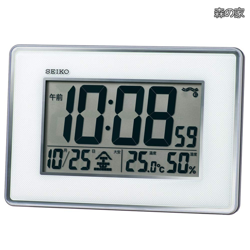 【貨物輸送無料】柱時計 置き時計兼用 電磁波 デジタル 高明確さ 体温 湿度 書きあらわす しろがね色メタリック 本体大きさ: 16.7x24.7x2.7糎 SQ443S
