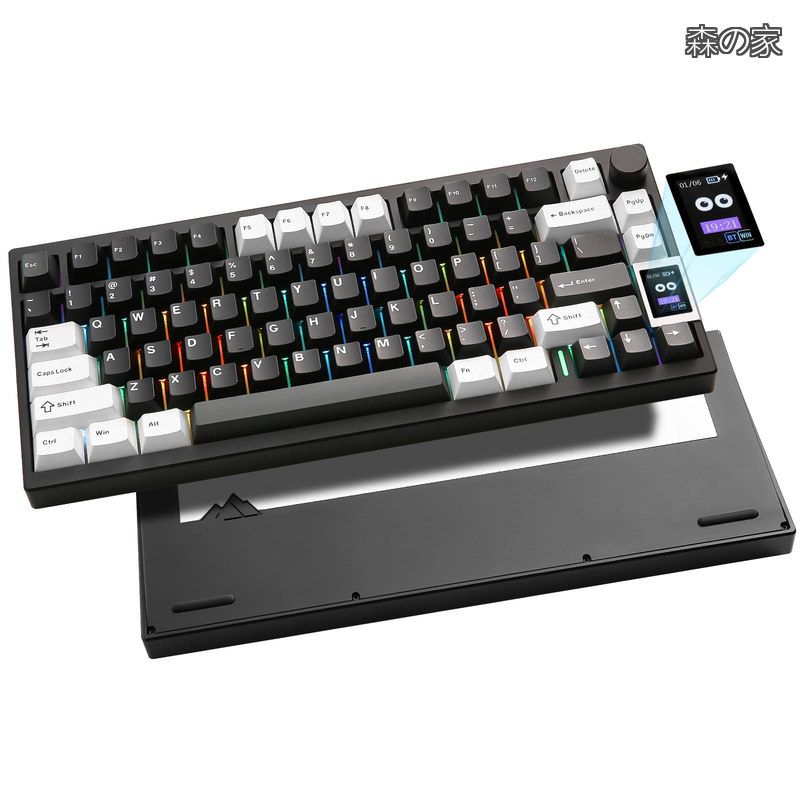 【貨物輸送無料】AL80 機械的鍵盤 無線電話 ゲーミングキーボード 75%レイアウト bluetooth/2.4G/有線 参流行り物 盛りだくさん軽銀CNC LCD映写幕 熱っぽい切りかえる対