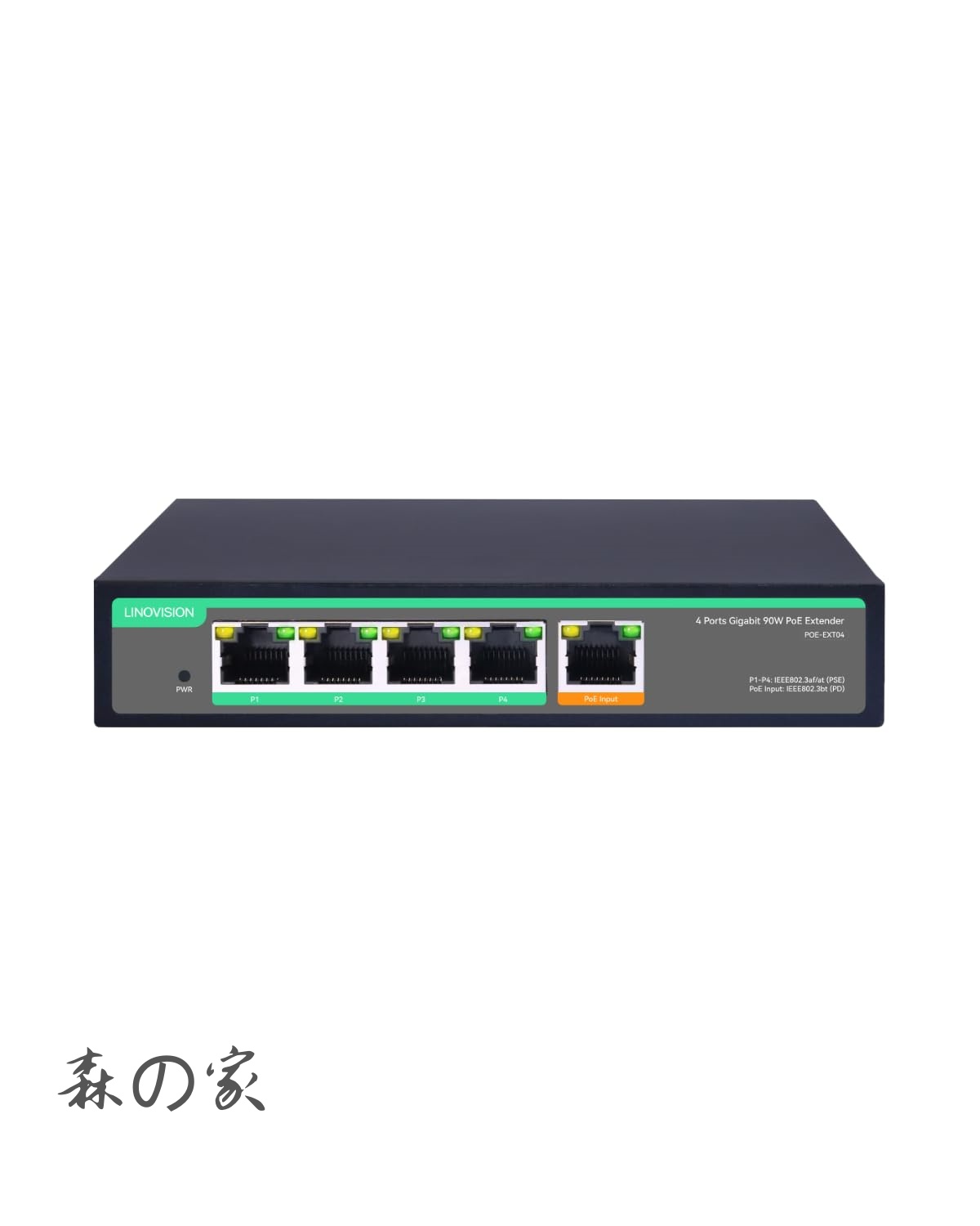 【送料無料】4ポート POE エクステンダー ギガビット、最大90W入力、1 入力 4 出力のPOE リピーター、IEEE802.3af/at/bt パススルースイッチ、サージ保護/IP カメラ/IP 電話などに応用可