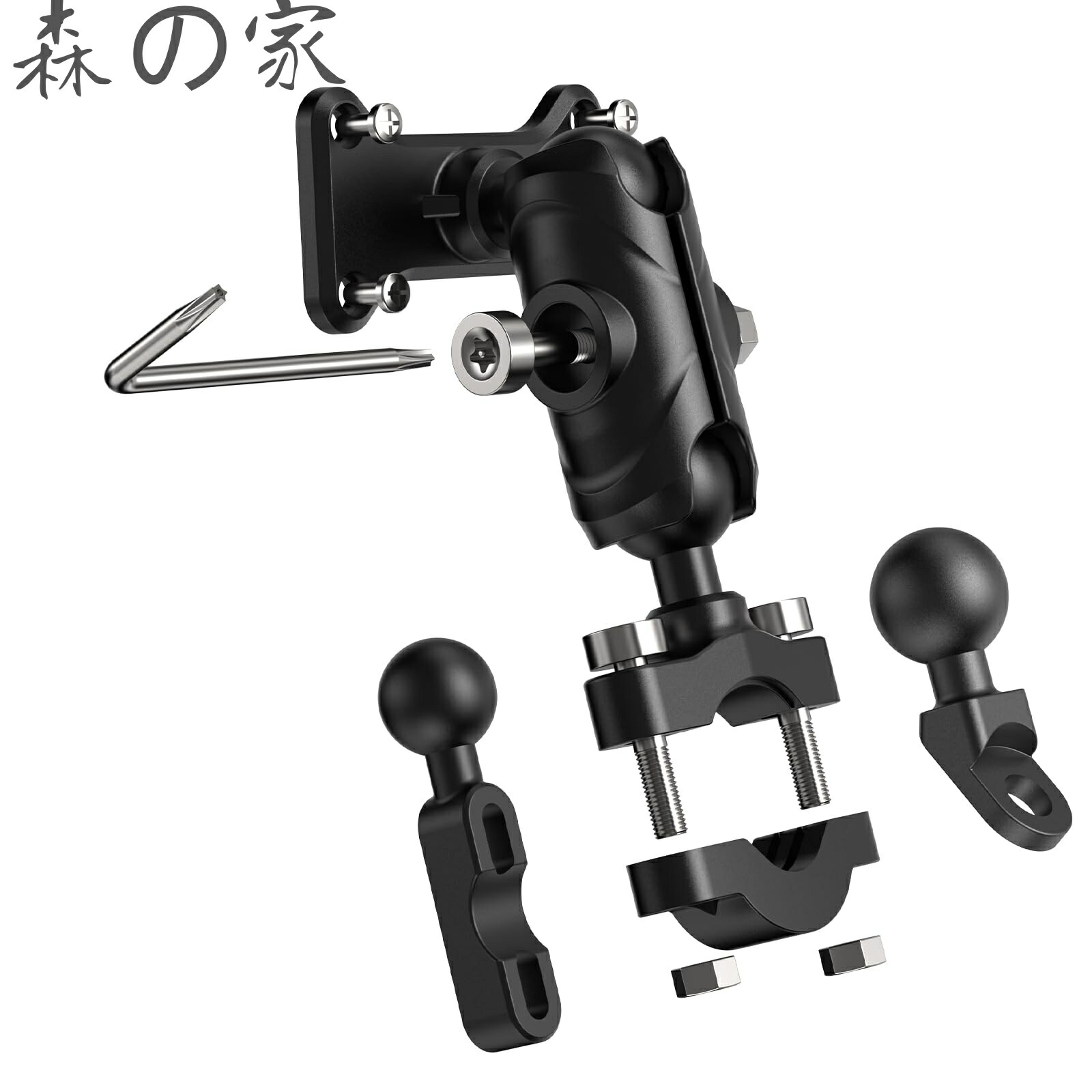 【送料無料】バイクドライブレコーダー用 金属製取付ホルダー専用工具なしでは分解不可能な異形設計 (1インチボール)バイスマウント＆クランプ＆ ミラーに取り付け用ボール型パーツ （対応バイク用モニターモデルMT01＆ＭＴ02＆MT04＆ＭT05）日本語説明書