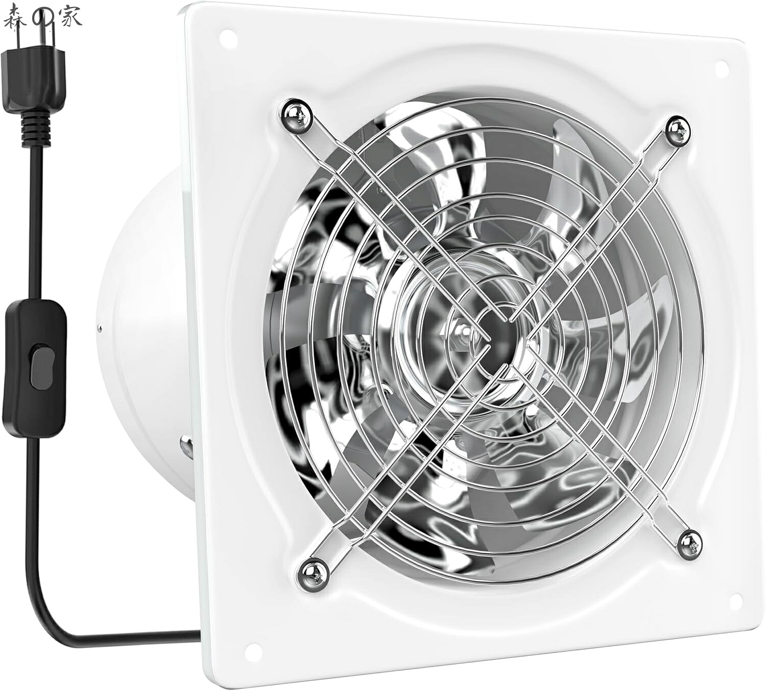 【送料無料】250mm 業務用 ダクト用換気扇 中間取付形ダクトファン 大風量 強力 ON/OFFスイッチ付き 金属製 排気ファン 台所・作業所・倉庫排気用 (25cm-白)|森の家