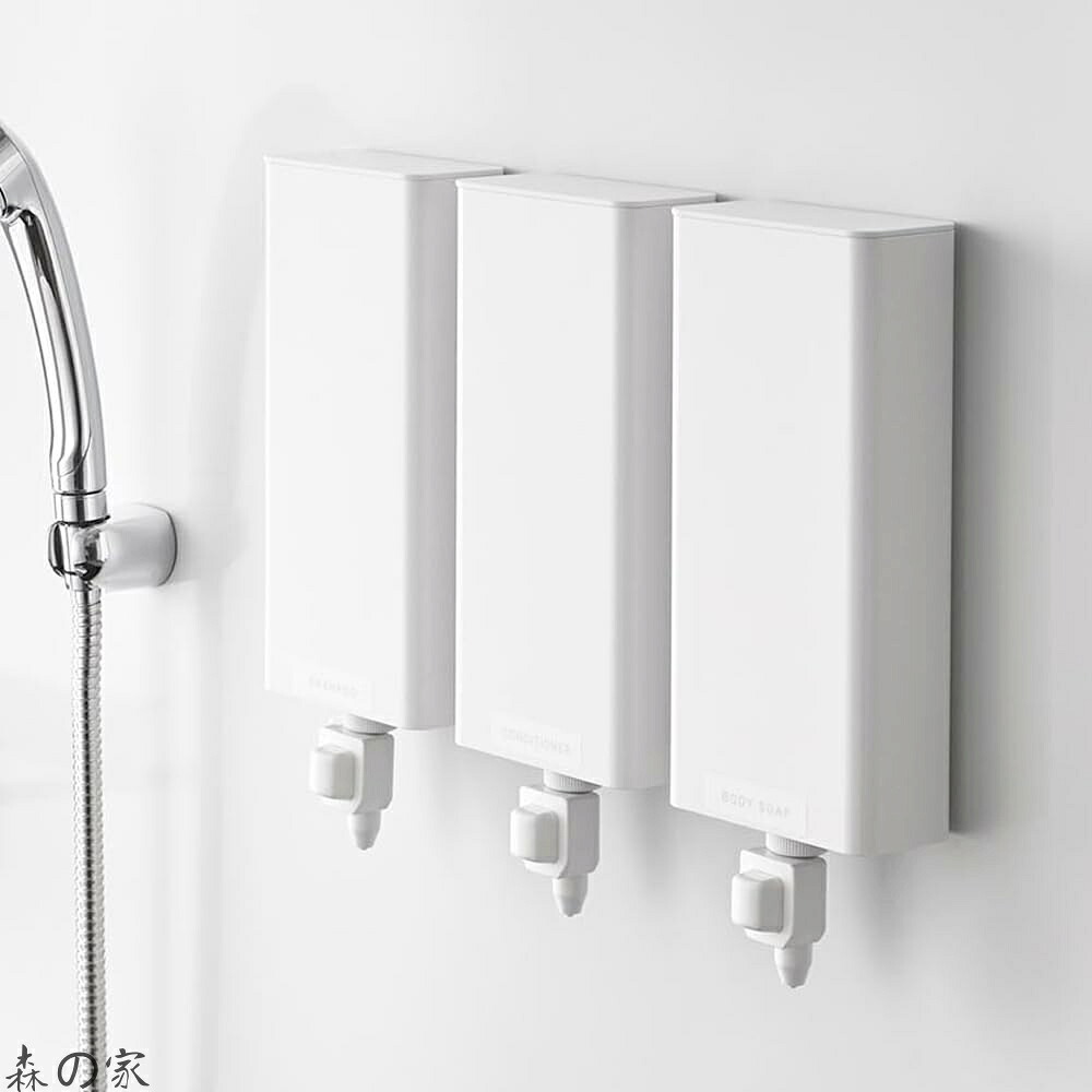 【送料無料】マグネットバスルーム詰め替えパウチディスペンサー収納ホルダー L 【3本セット】 tower タワー ホワイト 10141×3