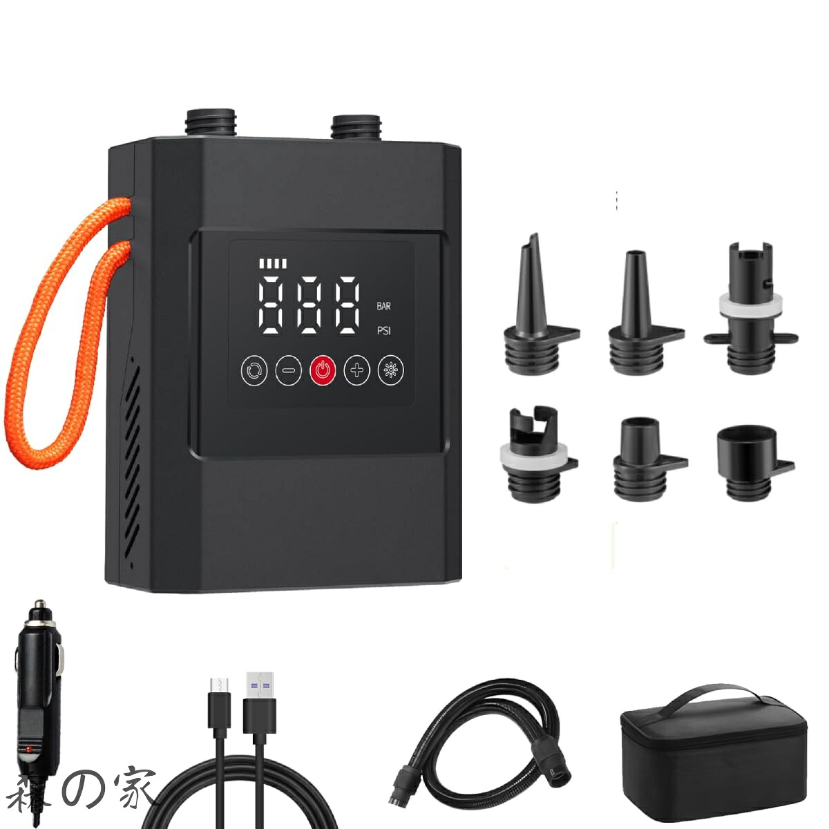 【送料無料】電動ポンプ sup 空気入れ 電動 20PSI 空気入れ 空気抜き ６つのノズル付き ポータブルポンプ 12V DC&Type-C対応 パドルボード カヤック インフレータブル サップボード エアベッド エアーテント｜森の家 13,382円