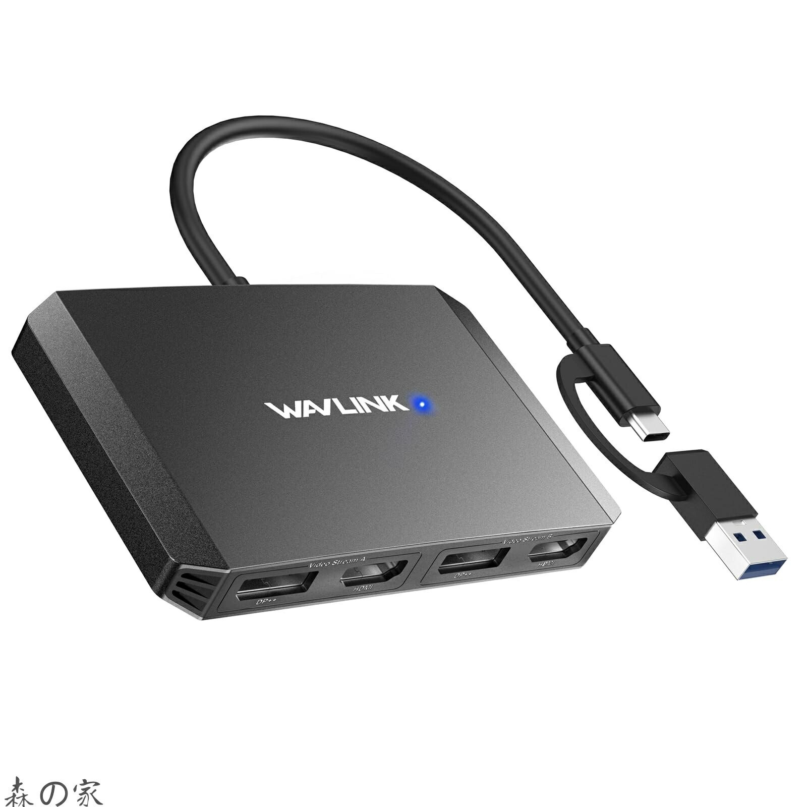 【送料無料】WAVLINK USB 3.0/USB C - DisplayPortとHDMIアダプター Displaylink Dual 4K@60Hz モニターハブ M1/M2 MacBook Dell HP Surface Lenovo用 WindowsとMacに対応 ブラック WLAMUS-UG69DH2-BL｜森の家