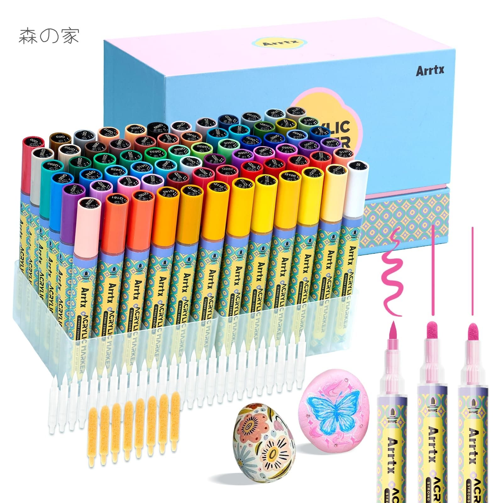 【送料無料】72色 アクリルペイントペン 3mm ミディアムチップ ペイントマーカー ペイントペン 非毒性 水性 速乾性 アーティストのディテールアップ ロックペインティング 木材 キャンバス DIYクラフト制作アート用品｜森の家