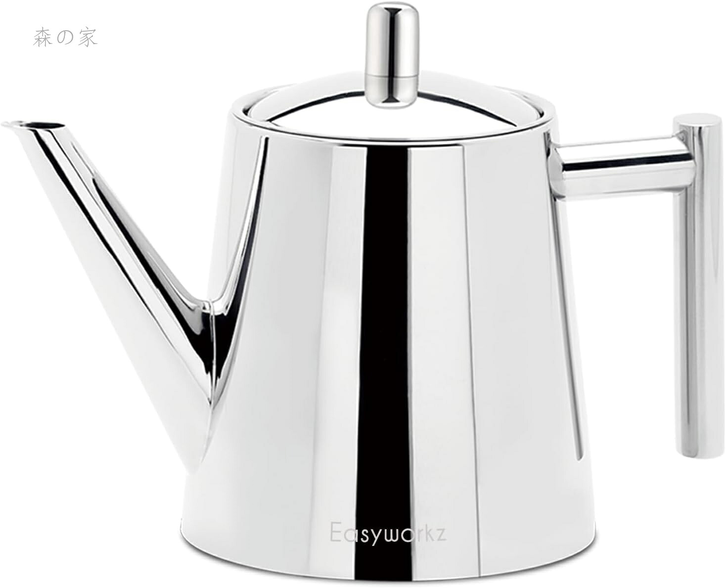 【送料無料】ステンレス製 二重壁 1000ml ティーポット 茶こし付き 紅茶 急須「クローム」｜森の家
