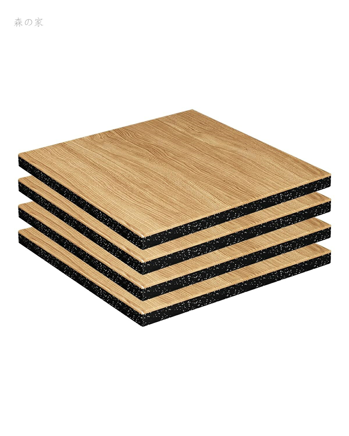 【送料無料】50&times;50cm 厚さ25mm 4枚セット 衝撃吸収マット エクササイズマット 3層構造 防音 高硬度 キズ防止 床保護 トレーニング ホームジム プロ仕様 連結パーツ付き ナチュラル｜森の家