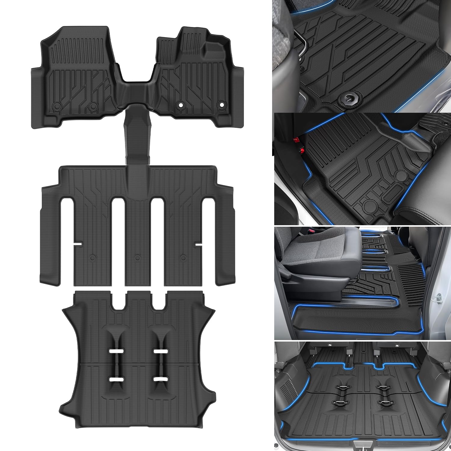 【送料無料】ホンダ 新型フリード 系 フロアマット+セカンドマット+ラゲッジトレイ 6人乗り ハイブリッド車専用 1/2/3/4/5/6/7/8トランクマット エアー/エアー/クロスター 3立体 防水｜森の家