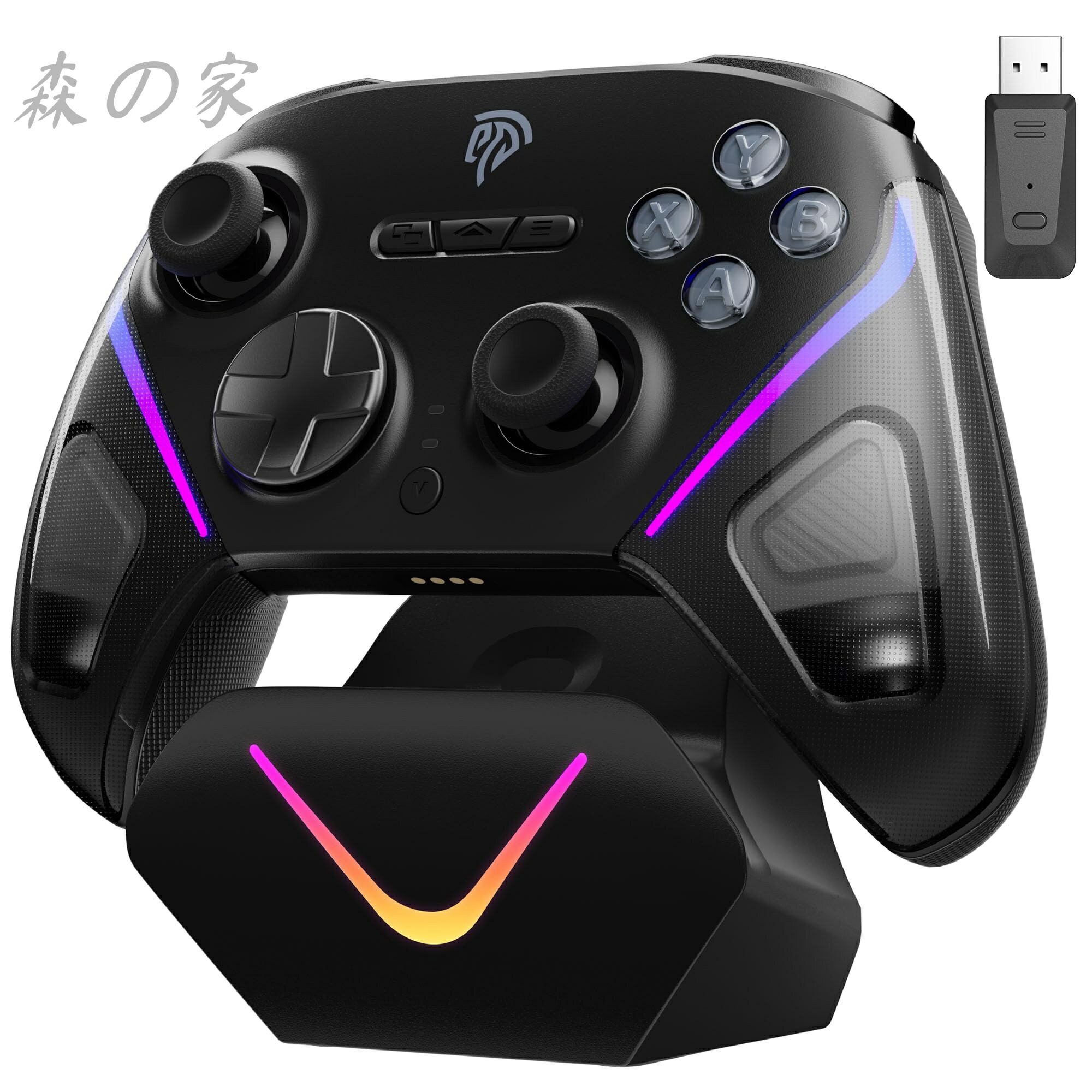【送料無料】D10 PC コントローラー、充電ドック、無線 ゲームパッド、TMR ジョイスティック付きゲーム コントローラー、1000Hz ポーリングレート、RGB バックライト、効果トリガー付き、Steam Deck/Switch2