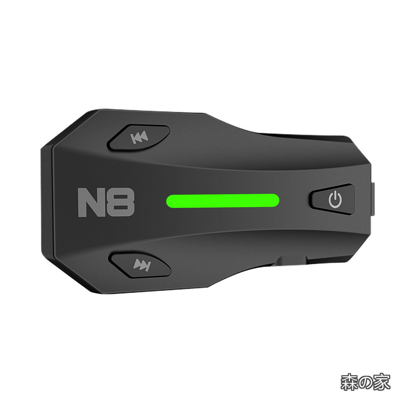 【送料無料】インカム N8｜バイク用インカム ｜ヘルメット イヤホン Bluetooth｜8人MESH会話?通話同時音楽再生?音楽共有｜Qualcomm Bluetooth 5.4｜45mm スピーカー｜ワンタッチペアリング?通信自動復帰｜最大2000m通信?IP67防水防塵｜日本語音声案内＆日本語説明書（1台セッ｜森の家
