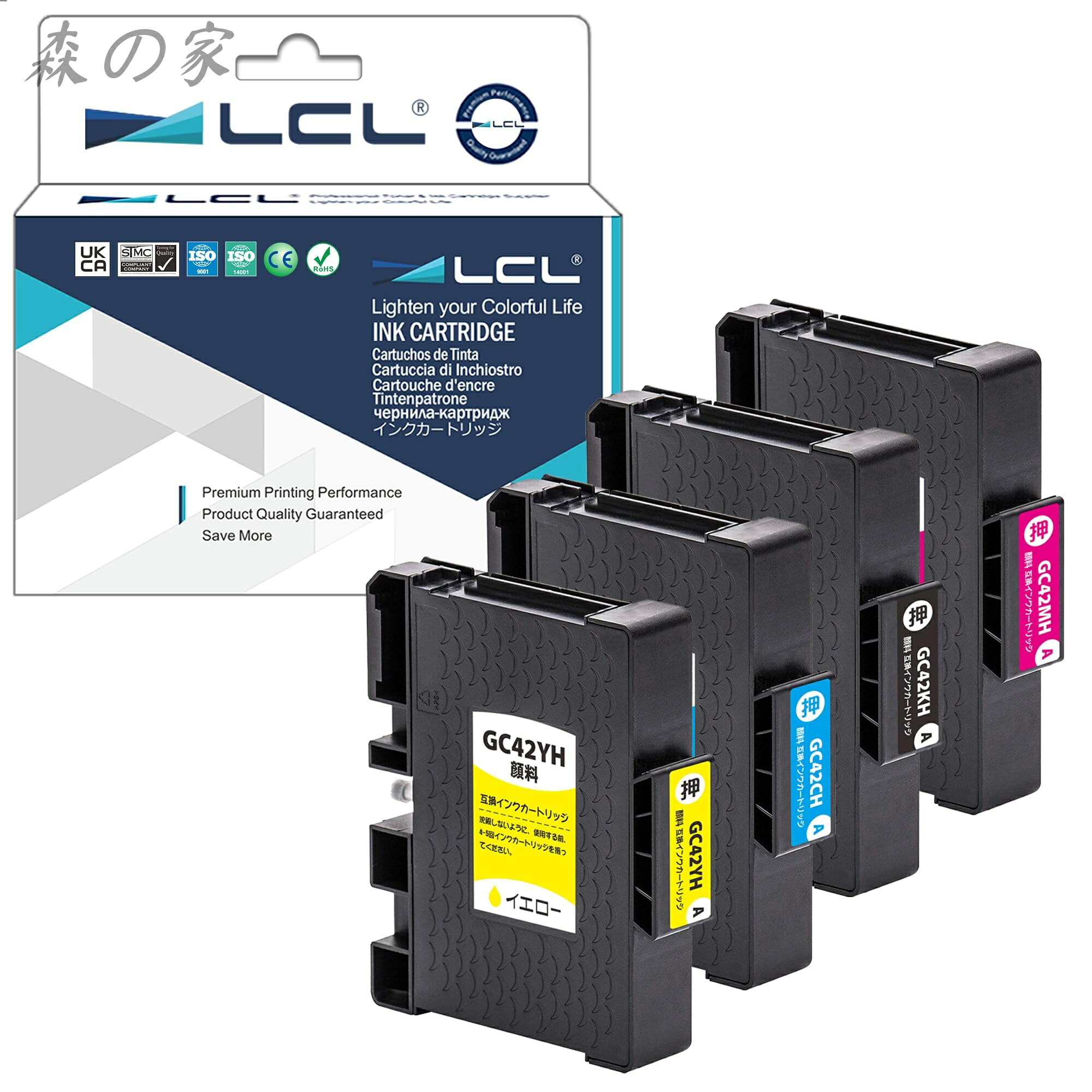 【送料無料】RICOH用 リコー用 GC42 GC42H GC42K GC42KH GC42CH GC42MH GC42YH 増量 顔料 (4色セット ブラック シアン マゼンタ イエロー) 互換インクカートリッジ 対応機種：SG 5200 / SG 5200 FT