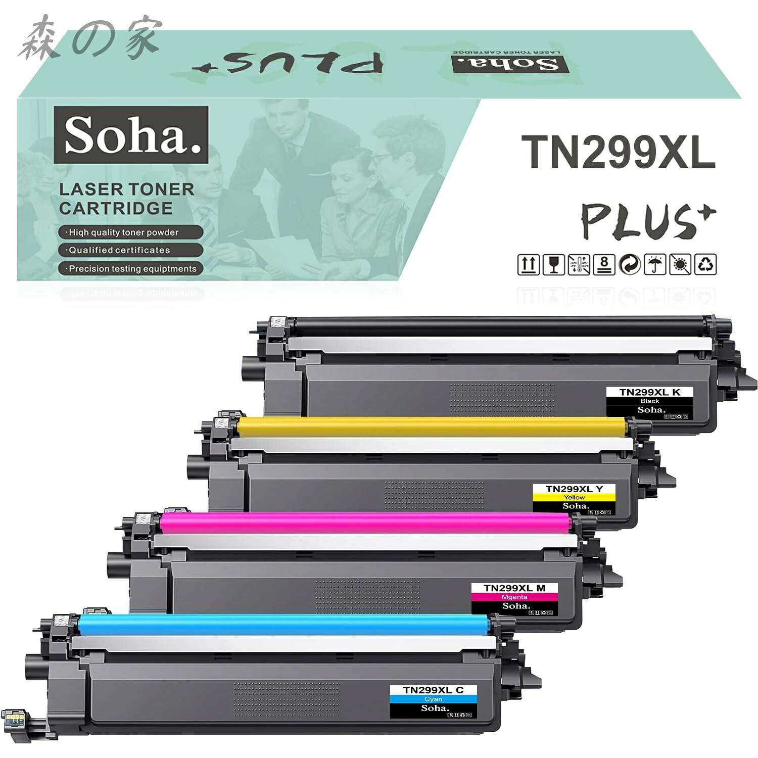 【送料無料】Brother用 TN299XL（ TN-299XL ) 大容量 互換トナー 4本セット　印刷可能枚数：ブラック：3000枚ぐらい/本 カラー：2300枚ぐらい/本 大容量（A4用紙で5％印字率の場合）対応機種：HL-L3240CDW、MFC-L3780CDW ICチップ搭載 【Soha.】