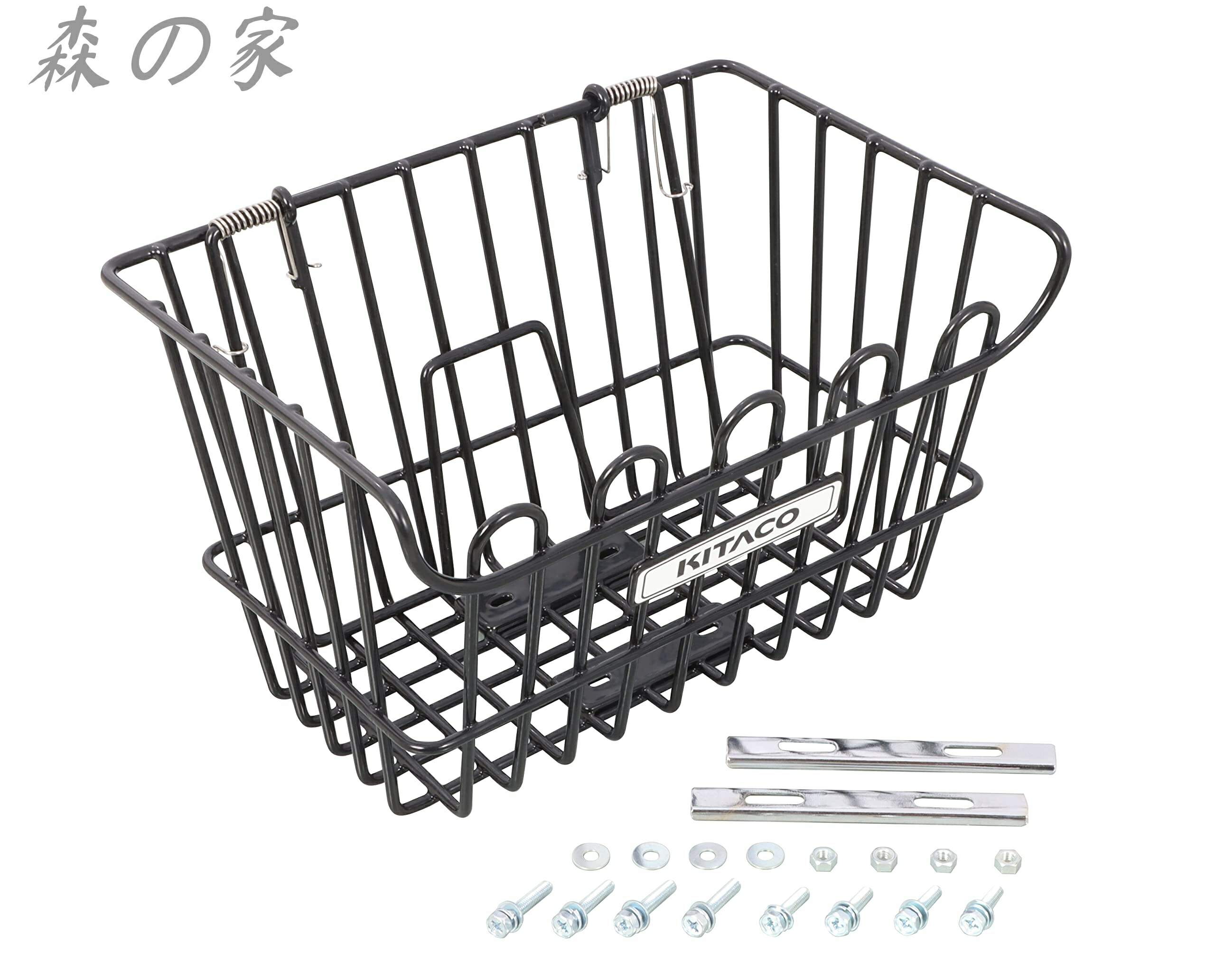 【送料無料】フロントバスケット K-TOUR (ブラック) 汎用 スチール製 バネ式荷物押さえバー装備 80-688-90050