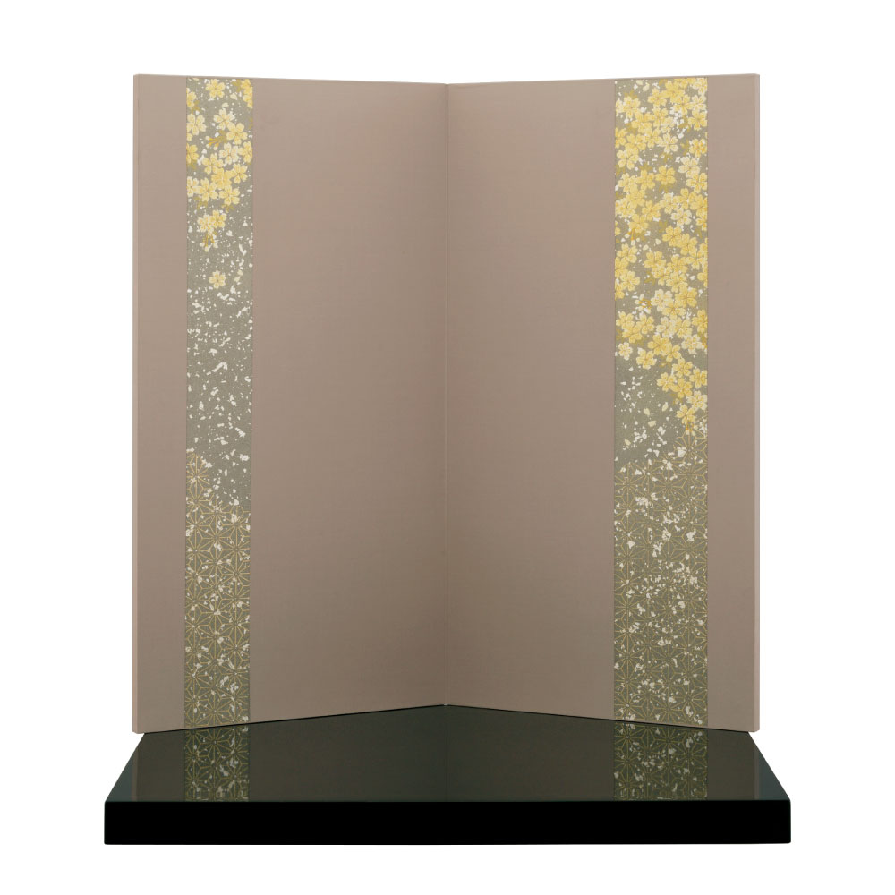 五月人形 コンパクト 飾り台付き 屏風 15号 袋張屏風 月に大桜 モカ 18号 黒塗平台 おしゃれ モダン 2025 bb25124-15 2483&frasl;17まで お値下げ！飾台屏風セット 五月人形 コンパクト 飾り台