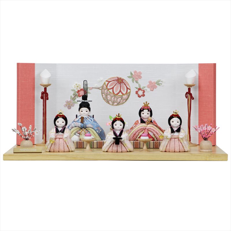 在庫あり 雛人形 minicola みにこら rico 「美琴・りりは」 五人飾り 毬刺繍屏風木台 木目込み人形 【2025年節句飾り】おしゃれ かわいい ミニサイズ 初節句祝 ギフトやプレゼント 人気 HR ひな人形 お雛様 おひなさま ひな祭り 出産祝い 女の子 プレゼント 節句
