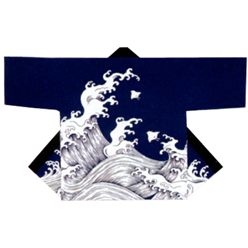 【半纏・法被】祭・舞踊袢天 波 濃紺色 B9292【祝賀会備品/祭備品/祝賀会/儀式用小物】【はっぴ・はんてん・半被・袢纏】