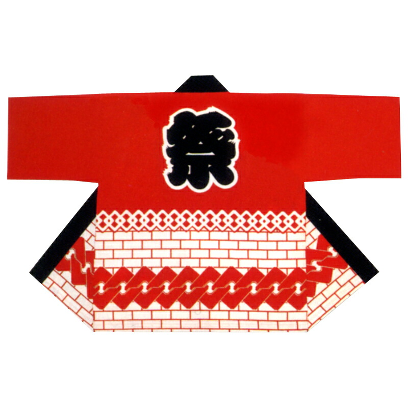 【半纏・法被】祭・舞踊袢天 吉原/れんが柄 赤 B9324【祝賀会備品/祭備品/祝賀会/儀式用小物】【はっぴ・はんてん・半被・袢纏】