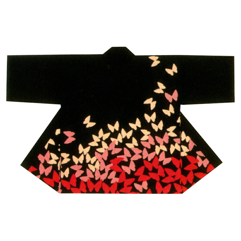 【半纏・法被】祭・舞踊袢天 黒地に蝶 赤 B9345【祝賀会備品/祭備品/祝賀会/儀式用小物】【はっぴ・はんてん・半被・袢纏】