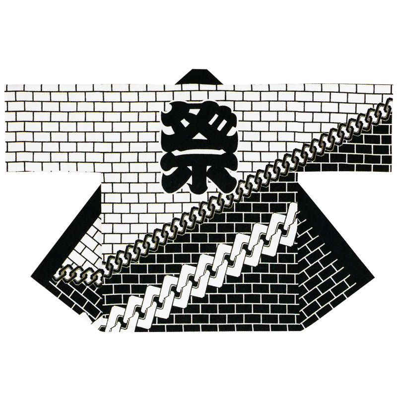 【半纏・法被】祭・舞踊袢天 れんが柄/吉原 ねずみ/黒 B9265【祝賀会備品/祭備品/祝賀会/儀式用小物】【はっぴ・はんてん・半被・袢纏】