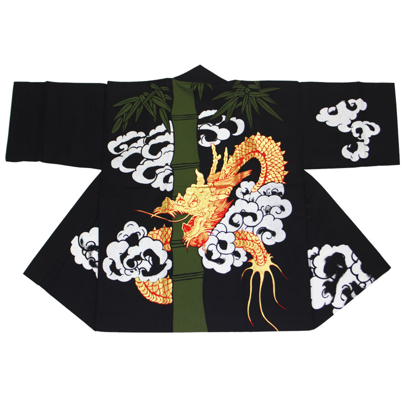 【半纏・法被】祭・舞踊袢天 金箔付 龍 B9416【祝賀会備品/祭備品/祝賀会/儀式用小物】【はっぴ・はんてん・半被・袢纏】