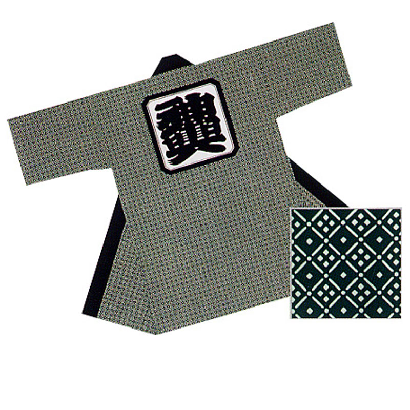 【半纏・法被】裏柄付き添い人長袢天 身たけ100糎 翠緑 背文字記号：神輿 B9106 【祝賀会備品/祭備品/祝賀会/儀式用小物】【はっぴ・はんてん・半被・袢纏】